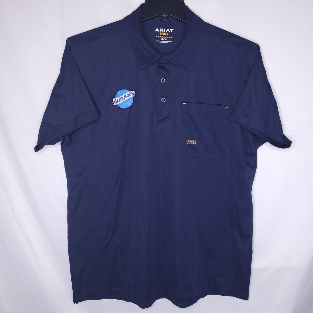 Ariat Rebar Polo Shirt Mens XL Navy Blue Foreman Short Sleeve